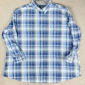 Nautica Blue Plaid Button Down Dress Shirt Men’s Size 5XL